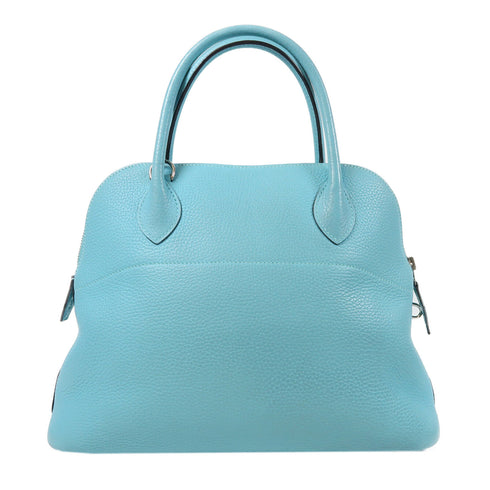 HERMES PHW Bolide 31 2 Way Shoulder Bag Handbag Clemence Leather Bleu Atoll/Blue