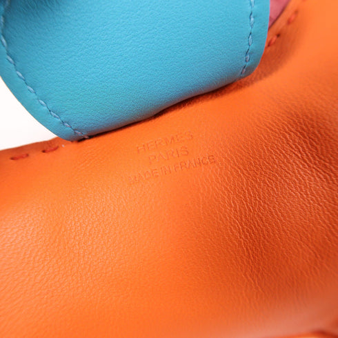 HERMES Rodeo GM Charm Swift Leather Orange/Blue