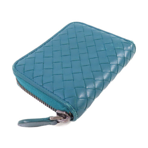 BOTTEGA VENETA BV Card Coin Case Intrecciato Leather Blue-Green