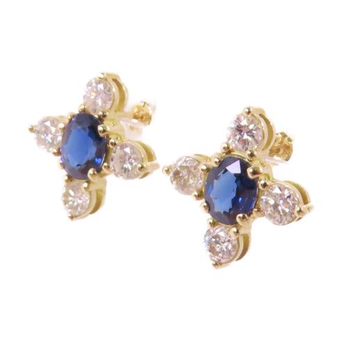 FINE JEWELRY 0.91ct Sapphire 0.72ct Diamond Earrings 18K Yellow Gold