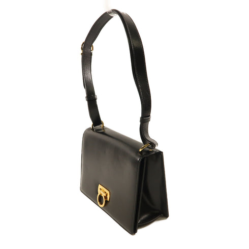 Salvatore Ferragamo SF GHW Shoulder Bag Lambskin Leather Black