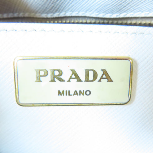 PRADA GHW Galleria 2 Way Bag B2274C Saffiano Leather Black/White