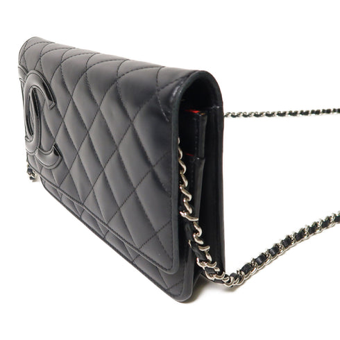 CHANEL Quilted CC SHW Cambon Wallet On Chain Shoulder Bag Calfskin Leather Black