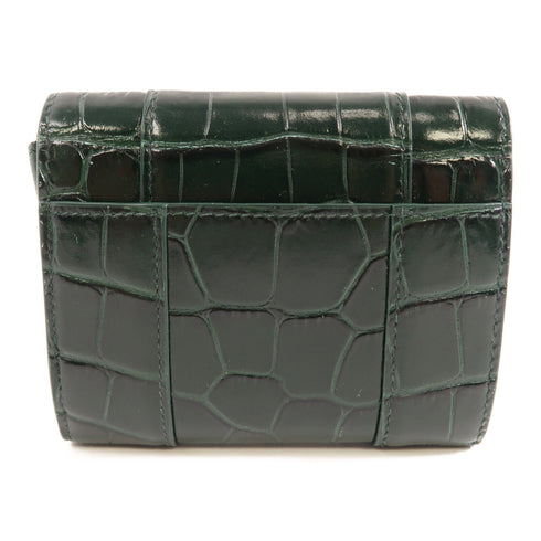 BALENCIAGA GHW Wallet 634834 Embossed Leather Calfskin Green