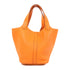 HERMES PHW Picotin PM Hand Bag/Bucket Tote Bag Clemence Leather Orange