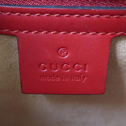 GUCCI GG GHW Sylvie Shoulder Bag 421882 Leather Red