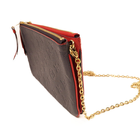 LOUIS VUITTON Pochette Double Zip Shoulder Bag Monogram Empreinte Red/Navy