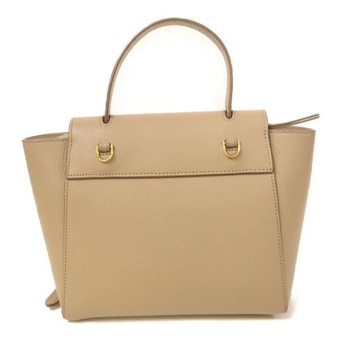 CELINE GHW Nano Belt Bag 2 Way Shoulder Handbag Calfskin Leather Beige