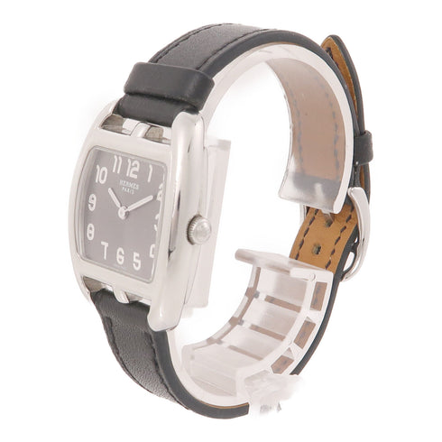 HERMES Cupe Cod Quartz Watch CT1.210.230.VBN Stainless Steel Leather Black