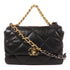 CHANEL CC C19 Large 2 Way Chain Shoulder Bag Lambskin Leather Black