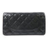 CHANEL Quilted CC SHW Long Wallet Calfskin Leather Black