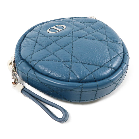 Christian Dior CD SHW Coin Case Purse Calfskin Leather Blue
