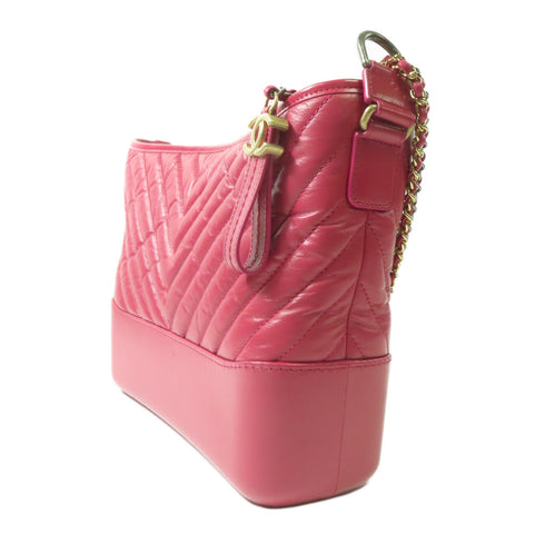 CHANEL CC Gabrielle Shoulder Bag Leather Red