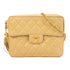 CHANEL CC GHW Vintage Chain Shoulder Bag Lambskin Leather Yellow