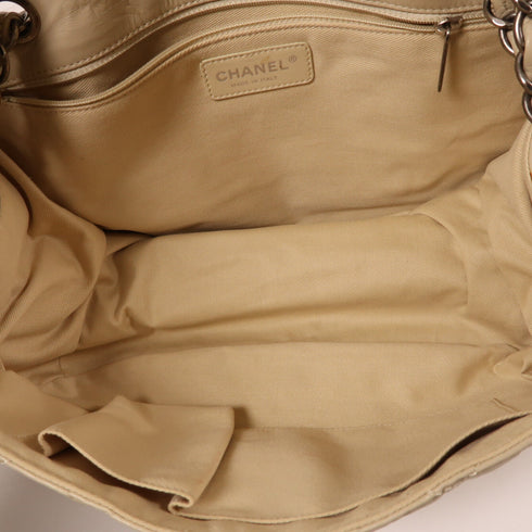 CHANEL CC SHW Chain Shoulder Bag Calfskin Leather Beige