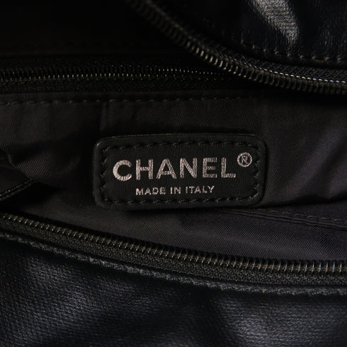 CHANEL Quilted CC SHW Paris Biarritz Tote Bag Canvas Black