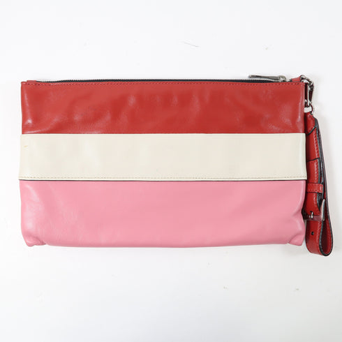 Miu Miu SHW Vitello Soft Clutch RP0409 Lambskin Leather Red/White/Pink