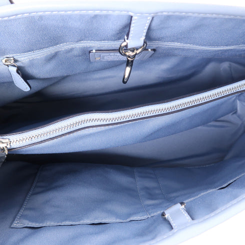 COACH SHW Tote Shoulder Bag M1722-F57842 Coated Canvas Beige Light Blue