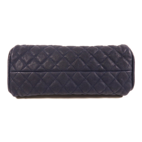 CHANEL CC SHW Chain Shoulder Bag Calfskin Leather Navy