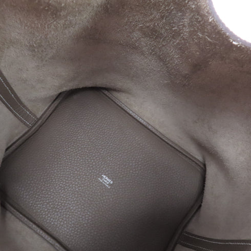 HERMES Clemence Leather Picotin MM Ginpaku Handmade Bag Etoupe/Daizou Ash To...