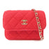 CHANEL Quilted CC GHW Chain Shoulder Crossbody Bag Fabric Red