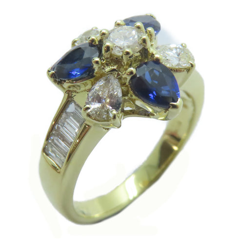 FINE JEWELRY 1.17ct Sapphire 0.65ct Diamond Ring 18K Yellow Gold US#6.5