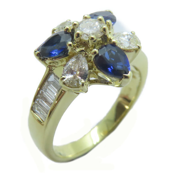 FINE JEWELRY 1.17ct Sapphire 0.65ct Diamond Ring 18K Yellow Gold US#6.5