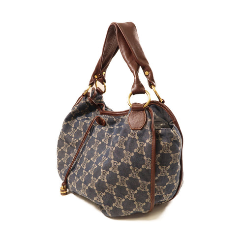 CELINE GHW Shoulder Bag Denim Leather Blue