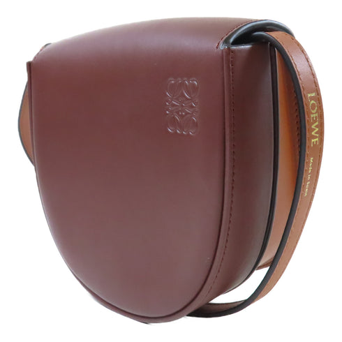 LOEWE GHW Heel Dou Shoulder Bag A894A01X02 Calfskin Leather Brown