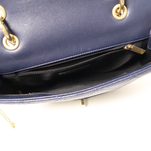 CHANEL CC GHW 2 Way Shoulder Bag Calfskin Leather Blue