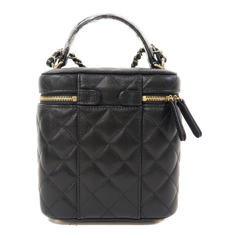 CHANEL CC GHW Vanity Case 2 Way Chain Shoulder Bag AS2362 Calfskin Leather Black