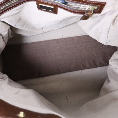 FENDI GHW Shoulder Bag Horsehair Brown