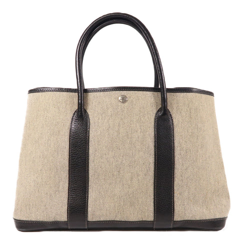 HERMES PHW Garden Party PM Hand Bag/Tote Bag Canvas Black