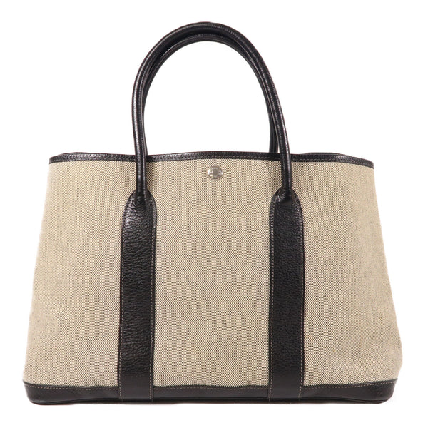 HERMES PHW Garden Party PM Hand Bag/Tote Bag Canvas Black