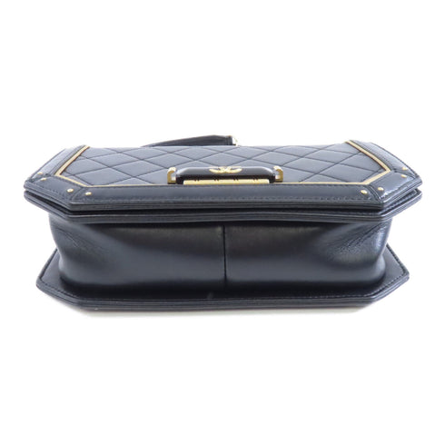 CHANEL Quilted CC GHW Chain Shoulder Bag Lambskin Leather Black v8