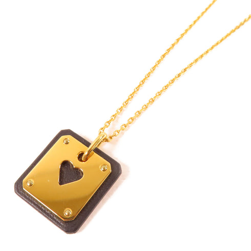 HERMES As De Coeur Pendant Necklace Veau Swift/Metal Gold/Noir