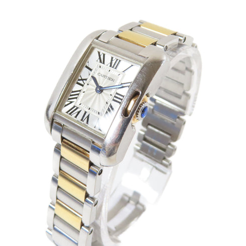 CARTIER Tank Anglaise Small Watch W5310046 18K Yellow Gold Stainless Steel #14cm