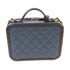 CHANEL Quilted CC Filigree Vanity Case Shoulder Bag Caviar Skin Leather Blue