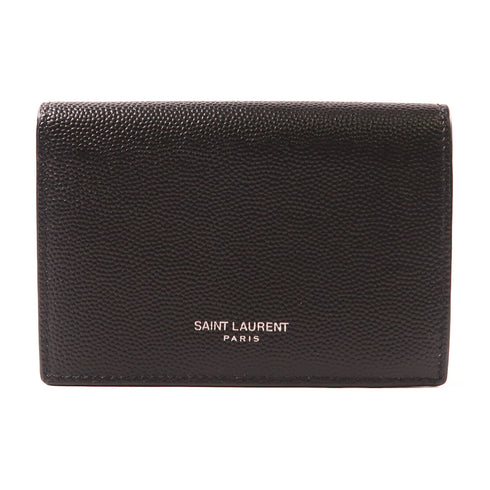 SAINT LAURENT YSL SHW Card Case Calfskin Leather Black