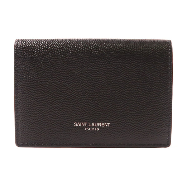 SAINT LAURENT YSL SHW Card Case Calfskin Leather Black