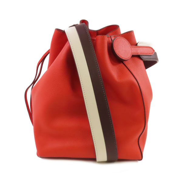 HERMES PHW Licol 17 Shoulder Bag Evercolor Leather Orange Poppy