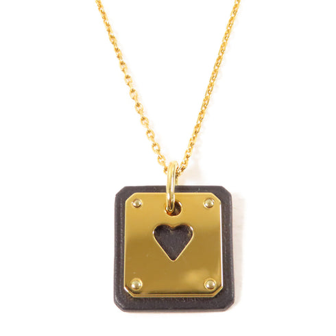 HERMES As De Coeur Pendant Necklace Veau Swift/Metal Gold/Noir