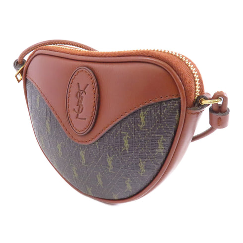 SAINT LAURENT YSL GHW Micro Cool Coin Case Purse Shoulder 696772 Leather Brown