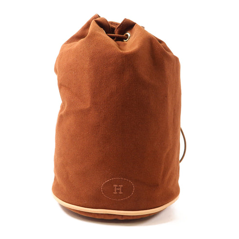 HERMES GHW Shoulder Bag Canvas Brown