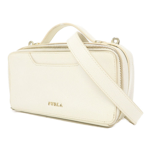 Furla GHW 2 Way Shoulder Bag Calfskin Leather White