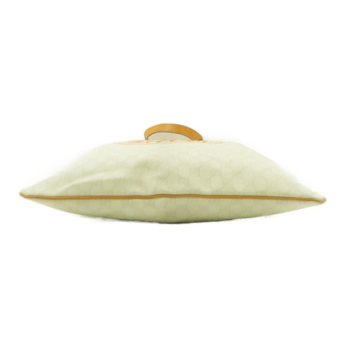 GUCCI GG GHW Tote Bag 211136 PVC Coated Canvas Leather White Orange