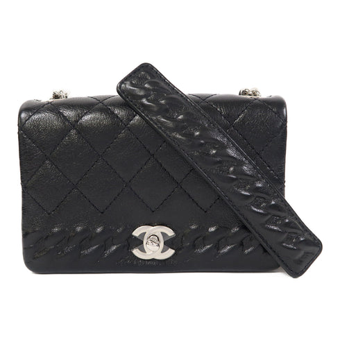 CHANEL CC SHW Chain Shoulder Bag Calfskin Leather Black v12