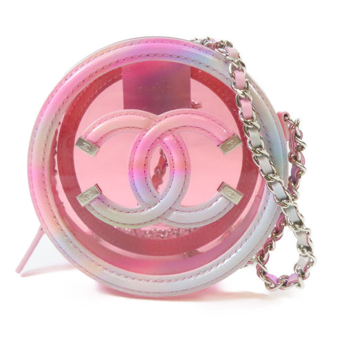 CHANEL CC SHW Chain Shoulder Bag Crossbody Bag PVC Pink Light Blue