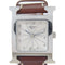 HERMES H watch Quartz Movement Wristwatch Stainless Steel Leather White Brown