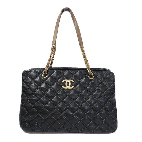 CHANEL Quilted CC GHW 2Way Chain Shoulder Bag Calfskin Leather Black